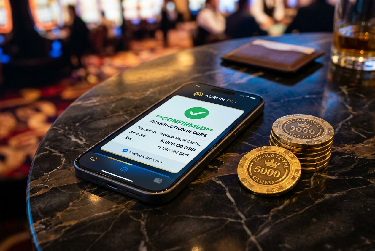 A luxury mobile payment scene showing a secure transaction on a smartphone.