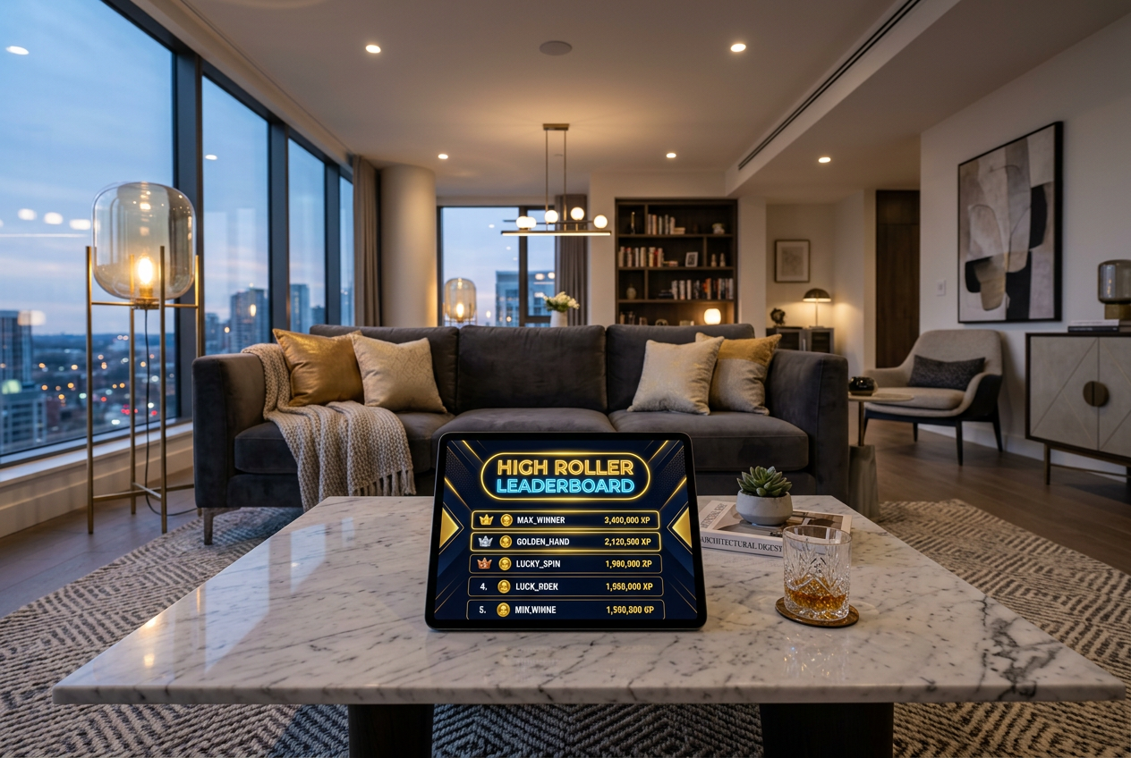A high-tech leaderboard showing top online casino rankings.